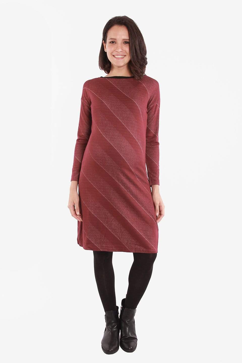 Spring Maternity's Colette Bateau Neck Dress Maroon | Spring Maternity Dresses