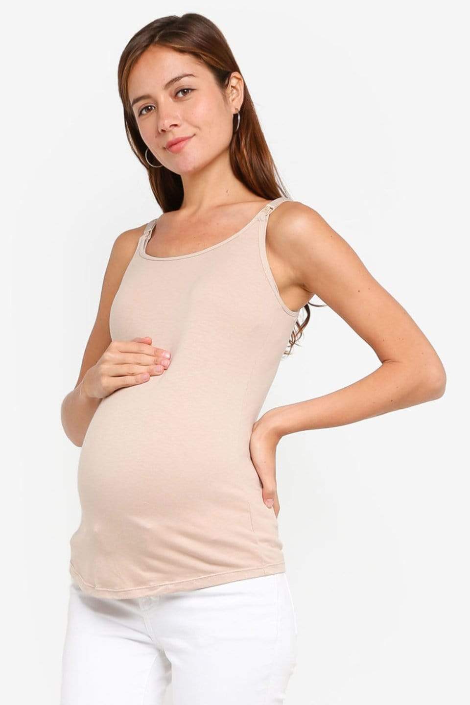Madalene Nursing Top Camisole Beige Maternity Intimates Maternity Wear Nursing & Maternity Camisole Spring Maternity