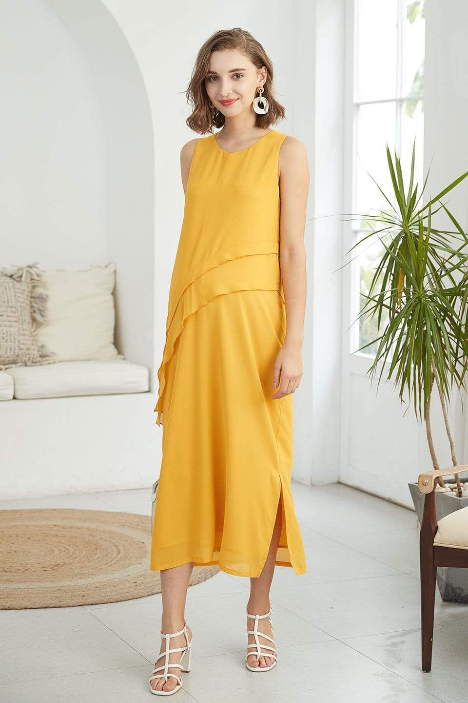 Spring Maternity's Delja Sleeveless Nursing Dress Yellow Dresses