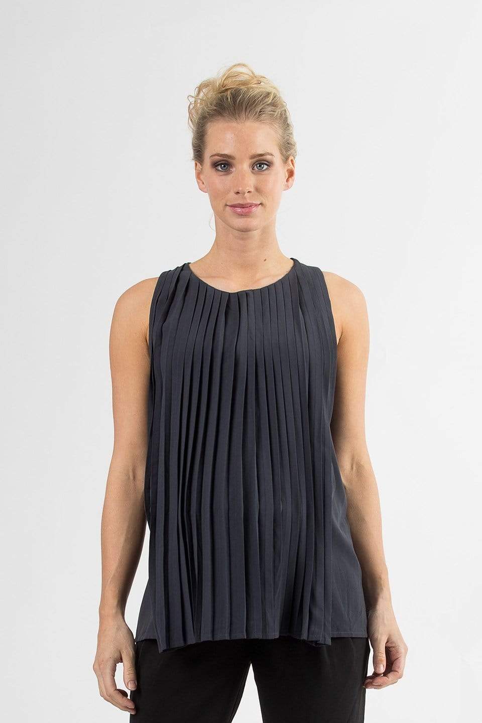 Sleeveless Bora Pleats Nursing Top Dark Grey Maternity Tops Maternity Wear Tops BOVE