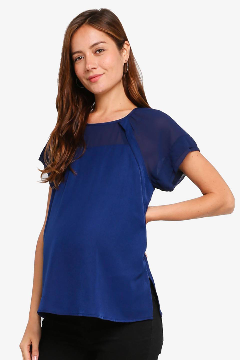 Debs Short Sleeve Nursing Top Navy Maternity Tops Maternity Wear Tops Spring Maternity