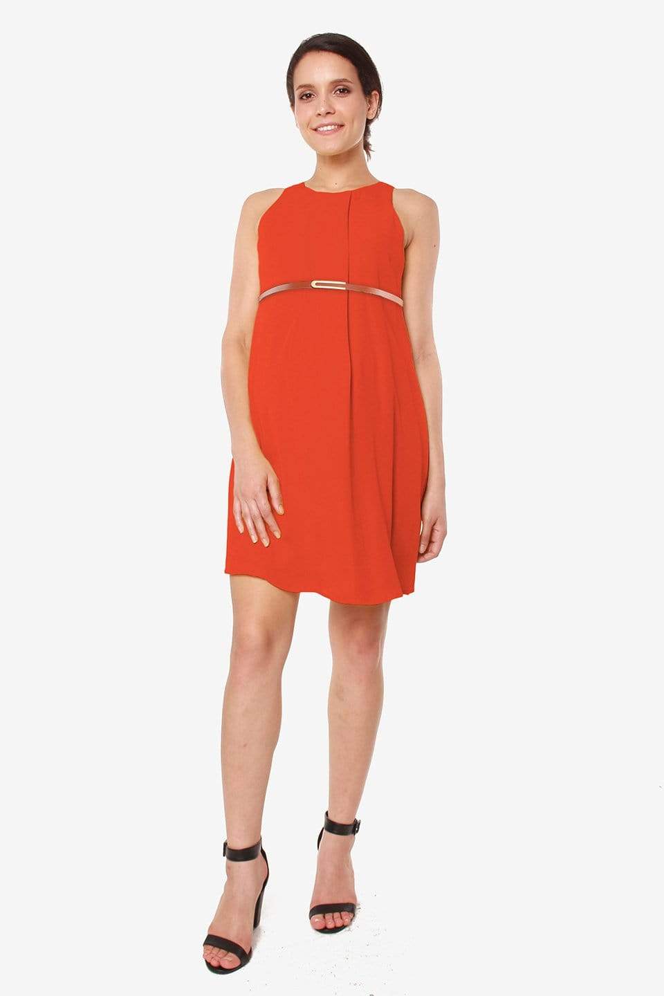 Spring Maternity's Carmene Sleeveless Nursing Dress Autumn Orange Dresses
