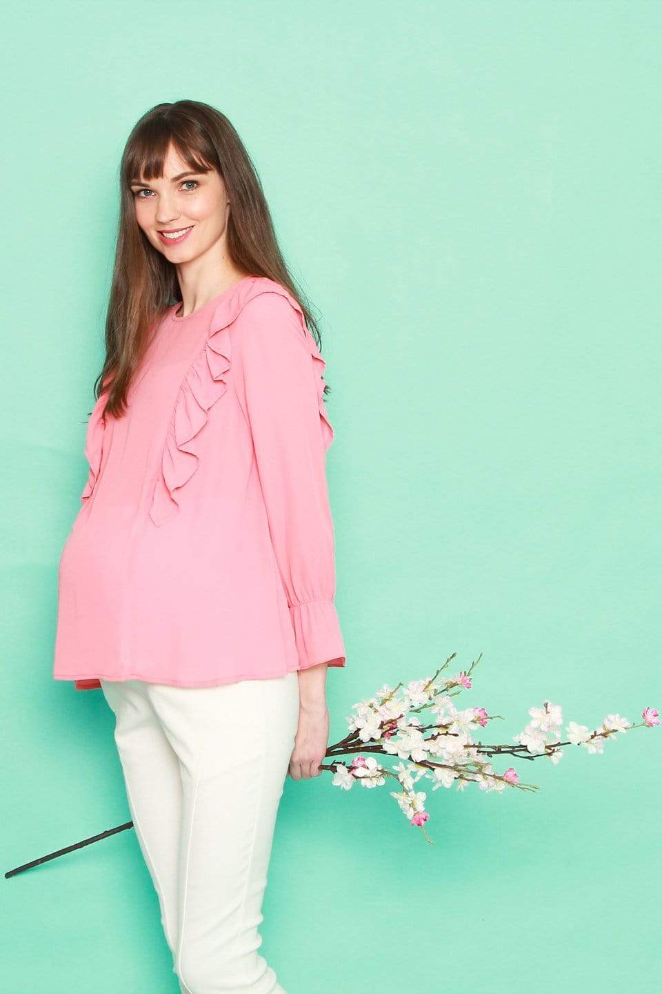 Cornelia Nursing Top Salmon Maternity Tops Maternity Wear Tops Spring Maternity