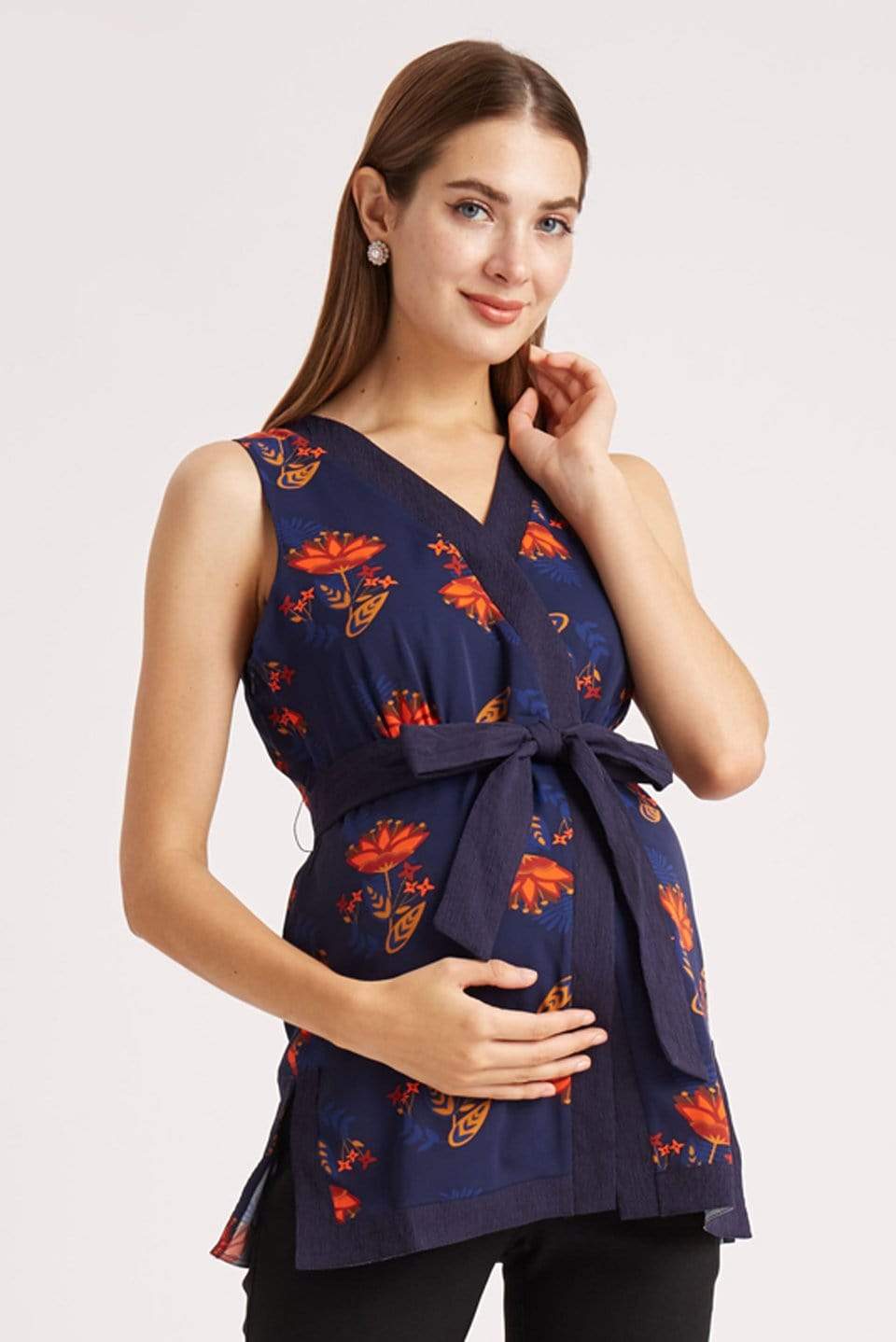 Cristen Nursing Top Moroccan Navy Maternity Tops Maternity Wear Tops Spring Maternity