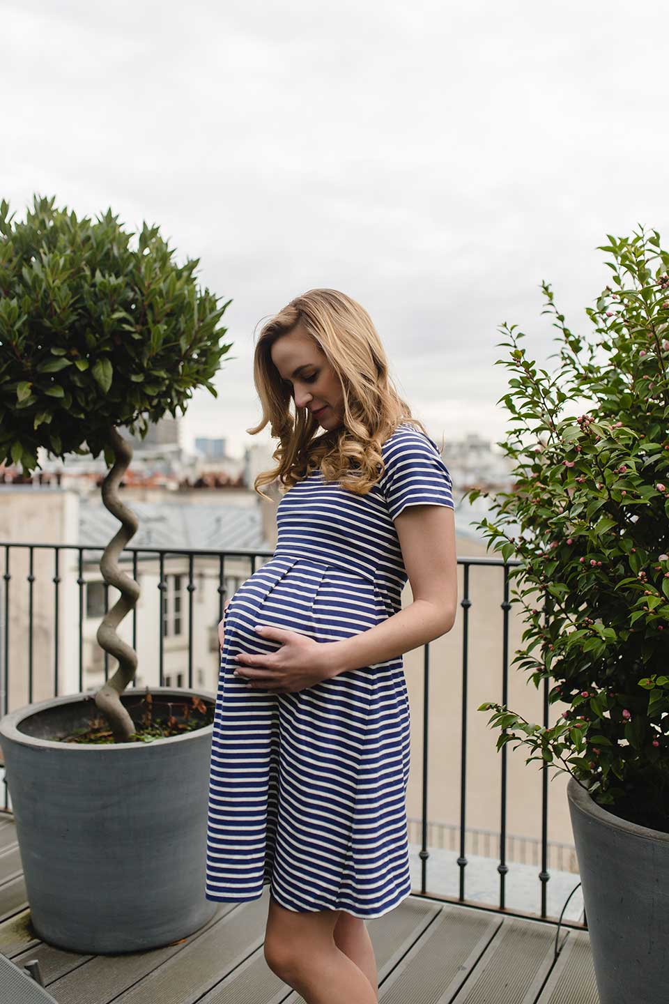 Spring Maternity's Patience Stripe Skater Short Sleeve Nursing Dress Navy Stripe Dresses