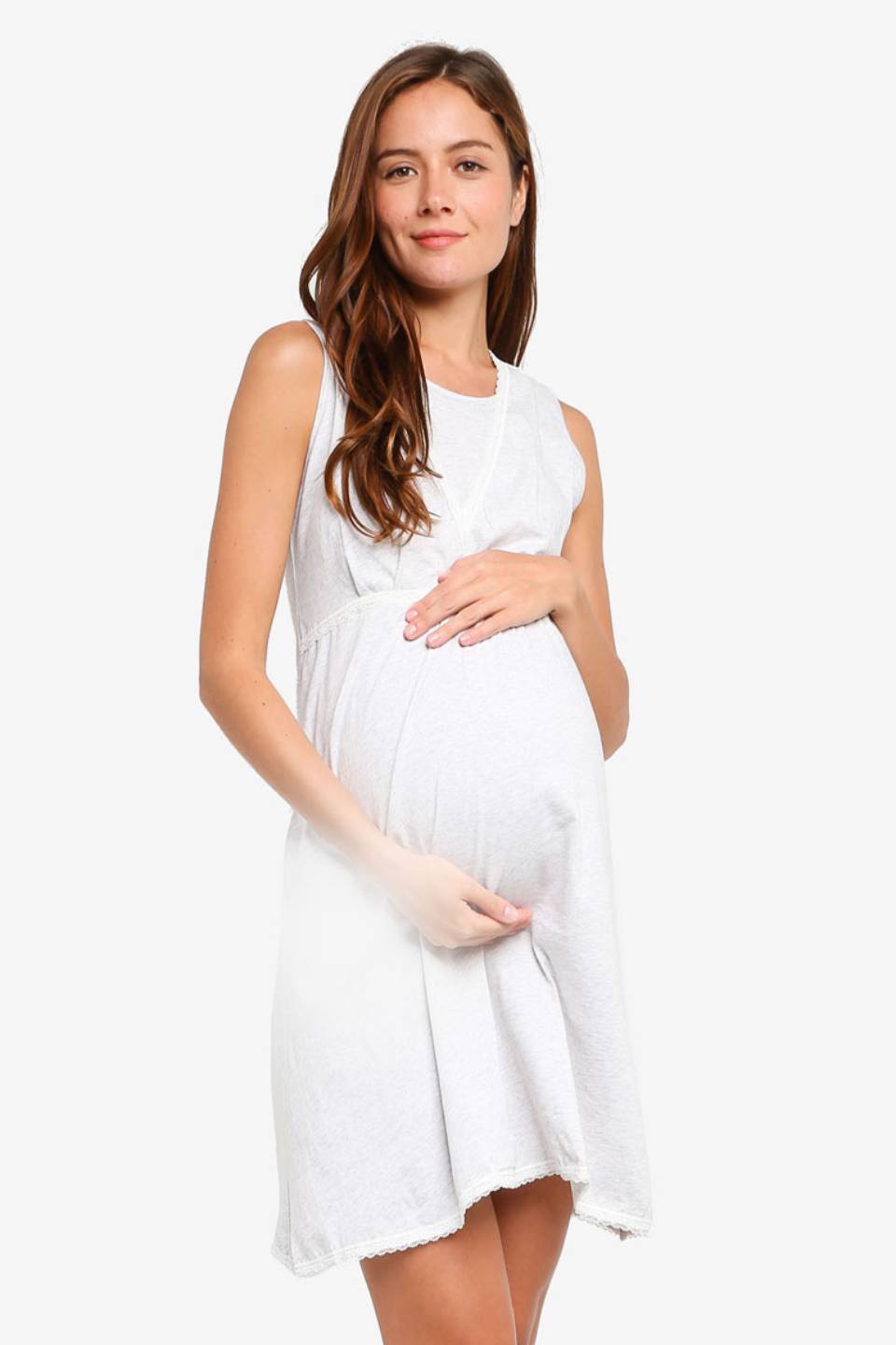 Spring Maternity's Jane Sleeveless Maternity and Nursing Gown H.Grey Intimates & Sleep Wear