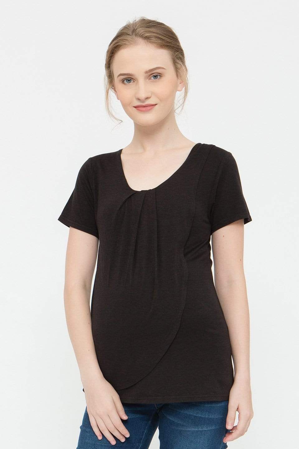 Cloria Overlap Nursing Top Black Nursing Tops Spring Maternity Maternity Wear Tops