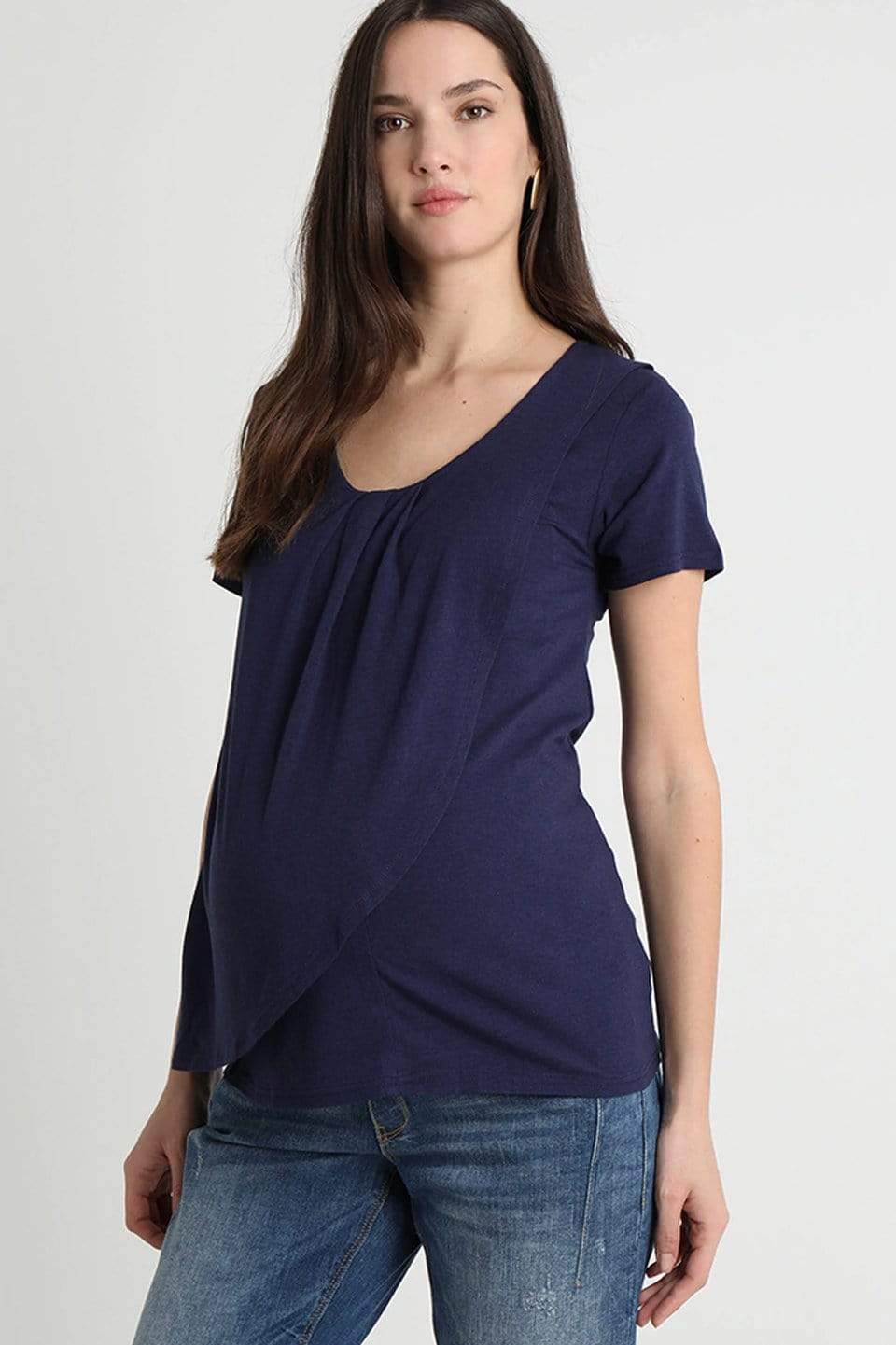 Cloria Overlap Nursing Top Navy Nursing Tops Spring Maternity Maternity Wear Tops