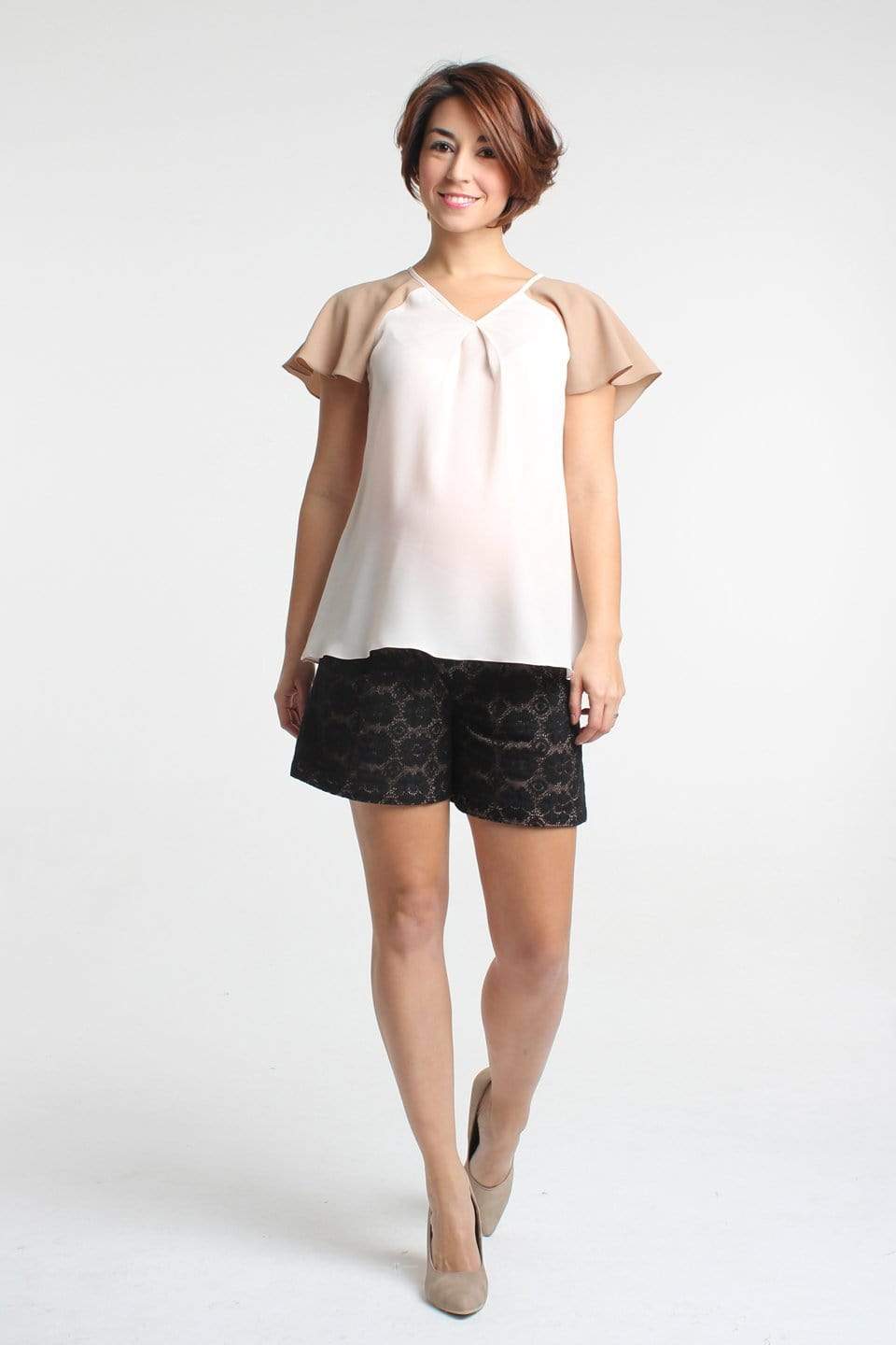 Nevada Short Sleeved Nursing Cape Top Pink Maternity Tops Maternity Wear Tops Spring Maternity