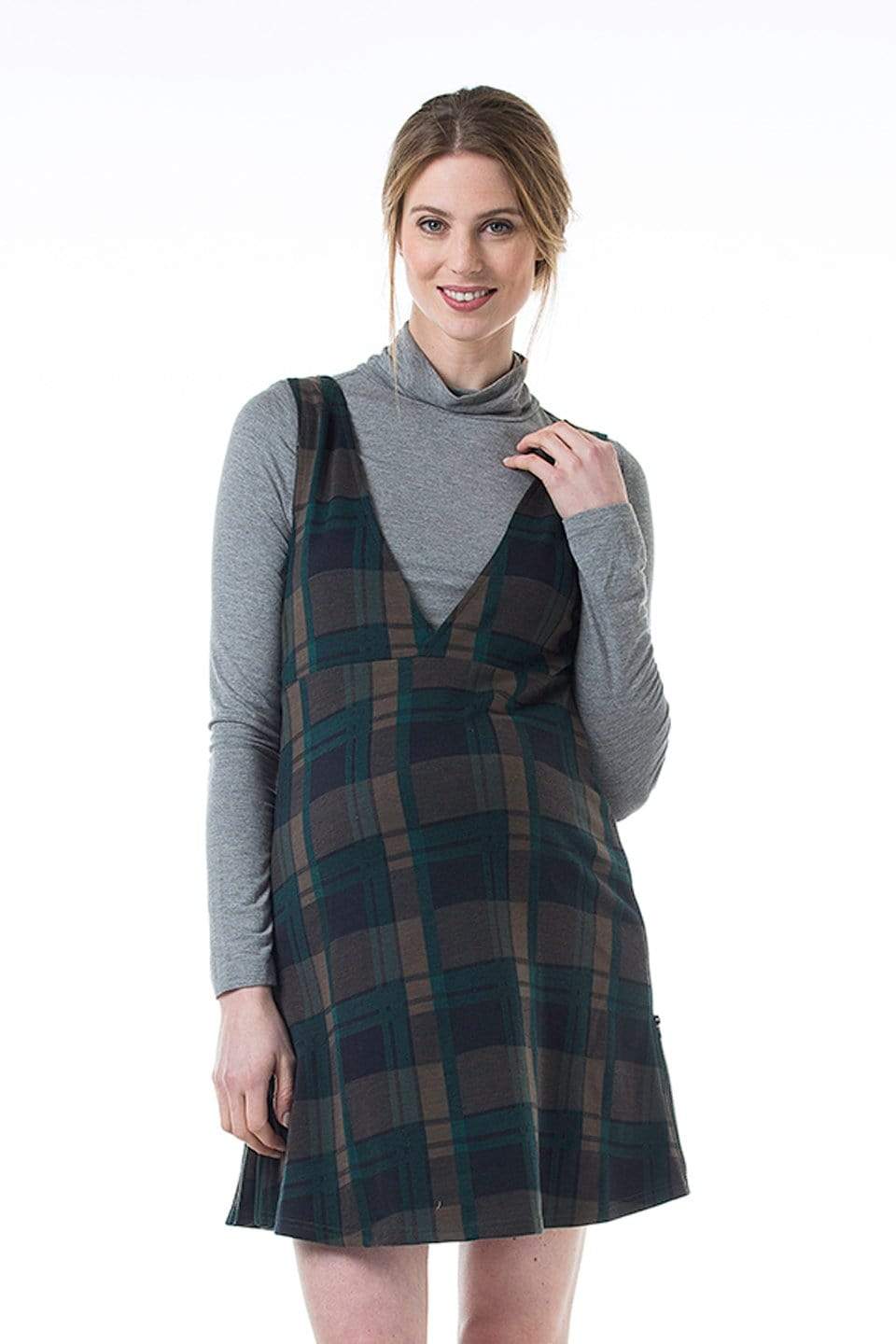 Coralia V-Neck Plaids Maternity Dress Navy Maternity Tops Maternity Wear Dresses Spring Maternity