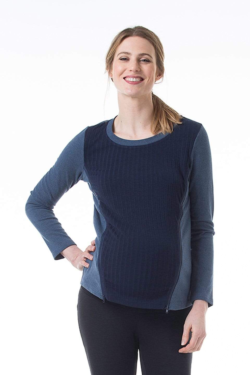 Clove Zipper Nursing Top Blue Nursing Tops Spring Maternity Maternity Wear Tops