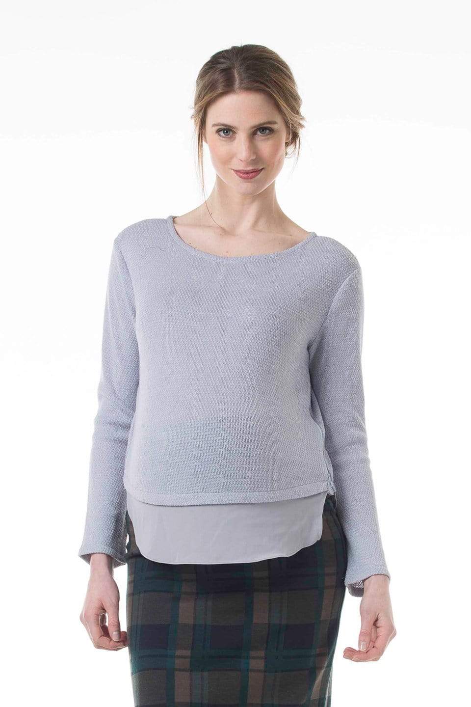 Cody Side Zipper Nursing Top Grey Maternity Tops Maternity Wear Tops Spring Maternity