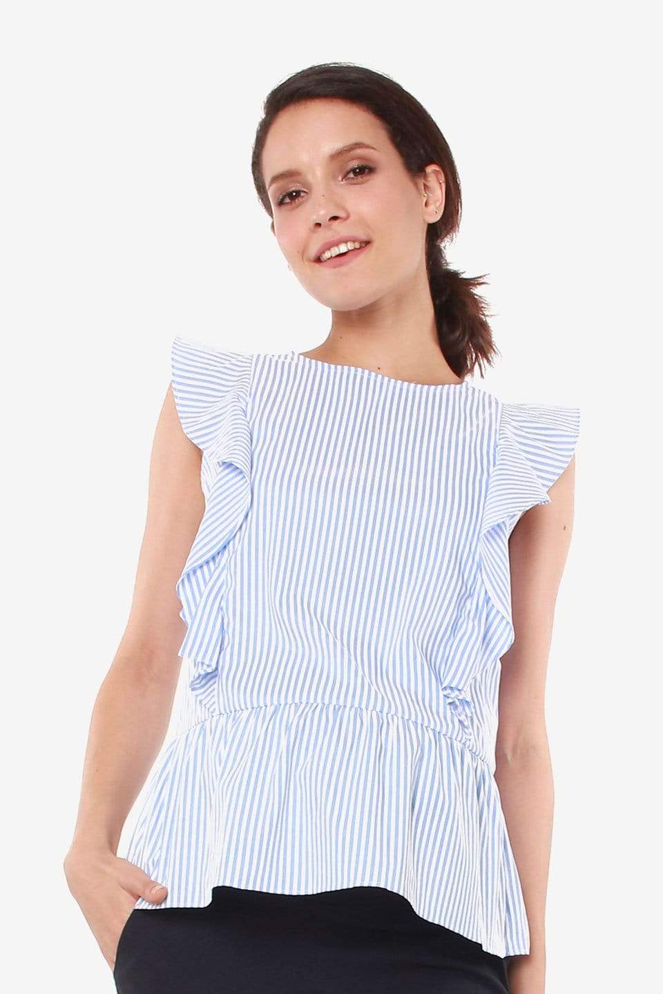 Daffodil Sleeveless Top Blue | Spring Maternity Maternity Tops Maternity Wear Tops BOVE