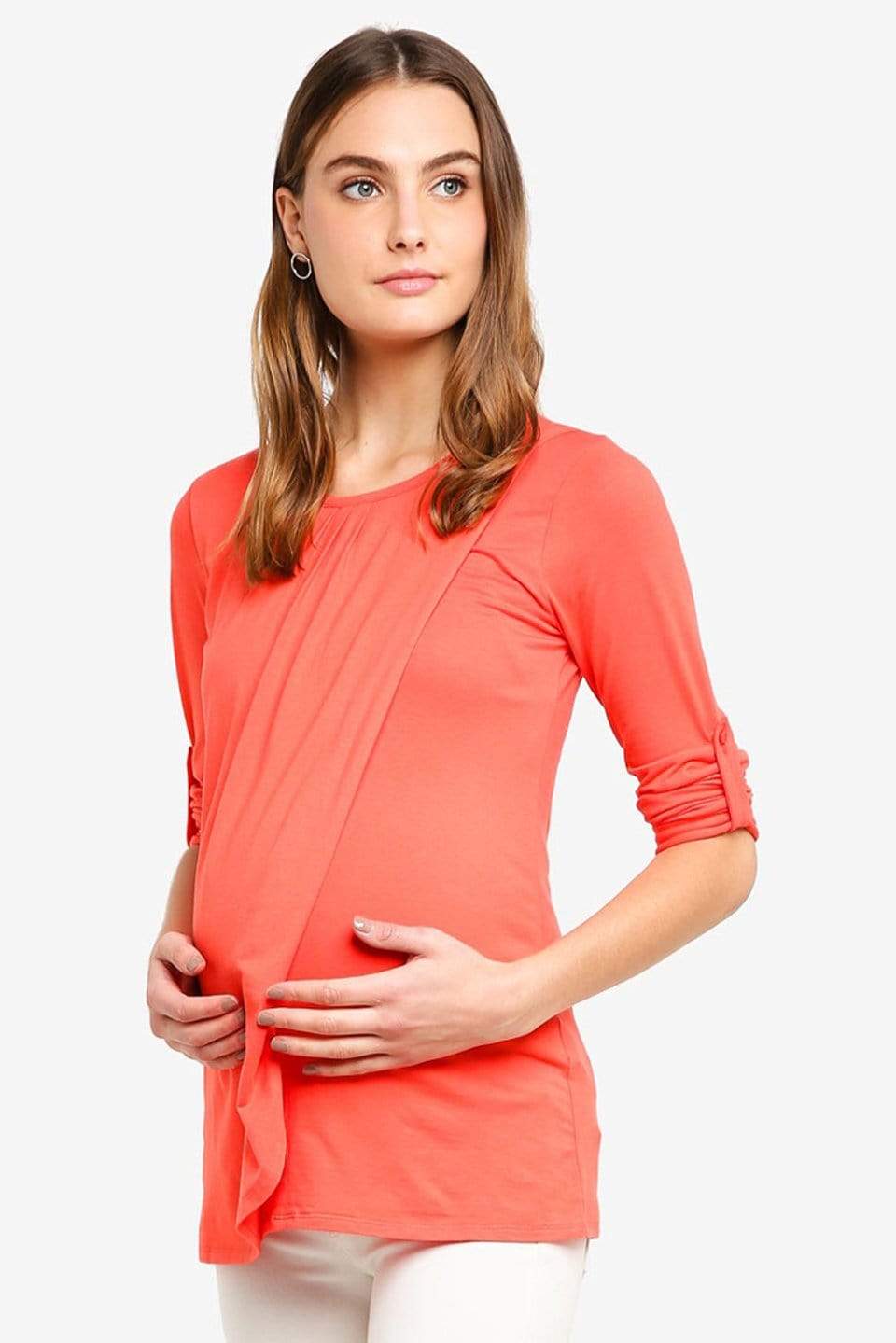Long Sleeves Abena Top Coral Maternity Tops Maternity Wear Tops Spring Maternity