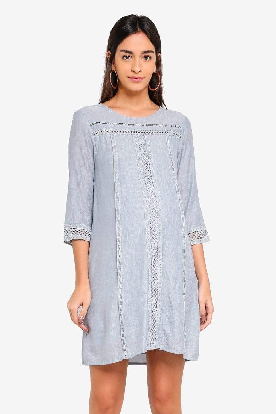 Crochet Long Sleeves Casandra Nursing Dress Grey Blue Maternity Tops Maternity Wear Dresses BOVE