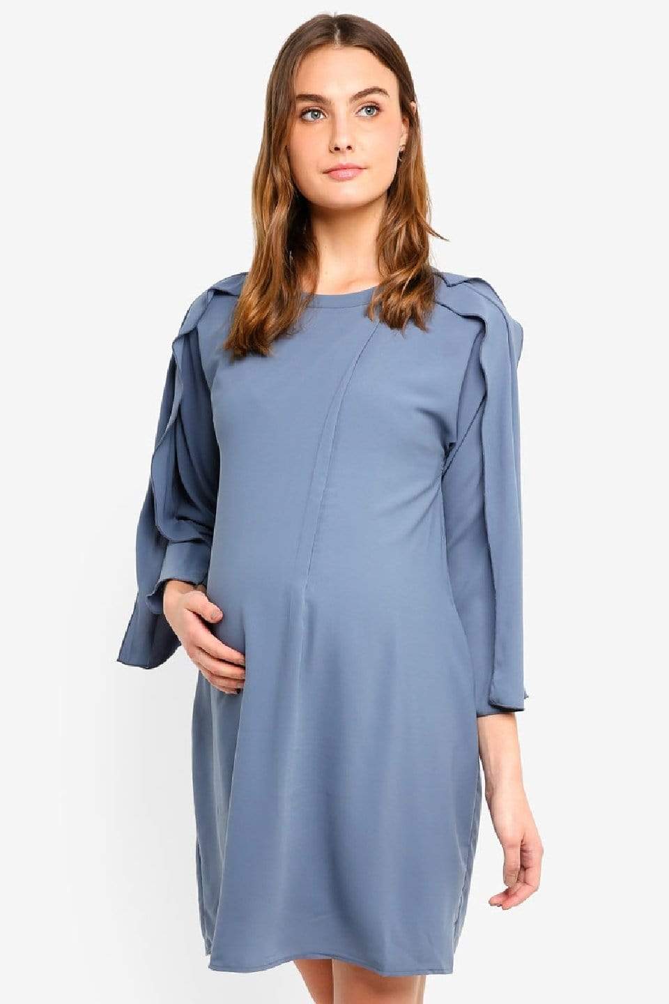 Spring Maternity's Kimono Long Sleeves Ciara Nursing Dress Charcoal Dresses