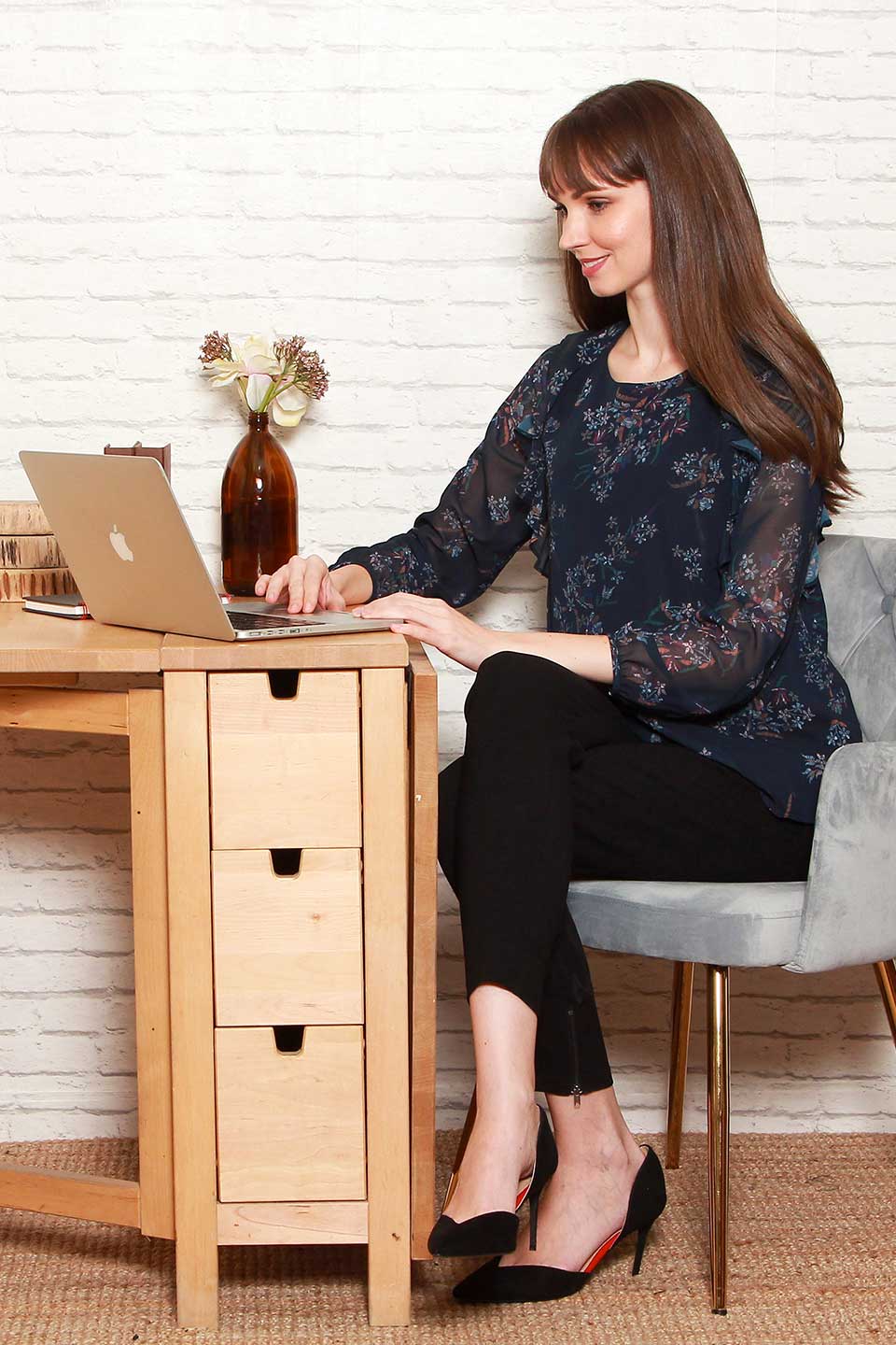 Dagan Long Sleeve Nursing Top Navy Print Maternity Tops Maternity Wear Tops Spring Maternity