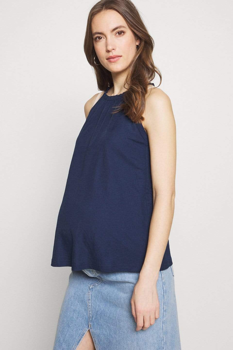 Demelza Sleeveless Nursing Top Navy Maternity Tops Maternity Wear Tops Spring Maternity