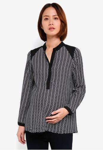 LS Zelina Chevy Nursing Top Black Print Maternity Tops Maternity Wear Tops Spring Maternity