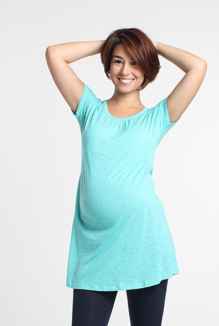Cherise Maternity Tunic Short Sleeve Top Aqua Nursing Tops Spring Maternity Maternity Wear Tops