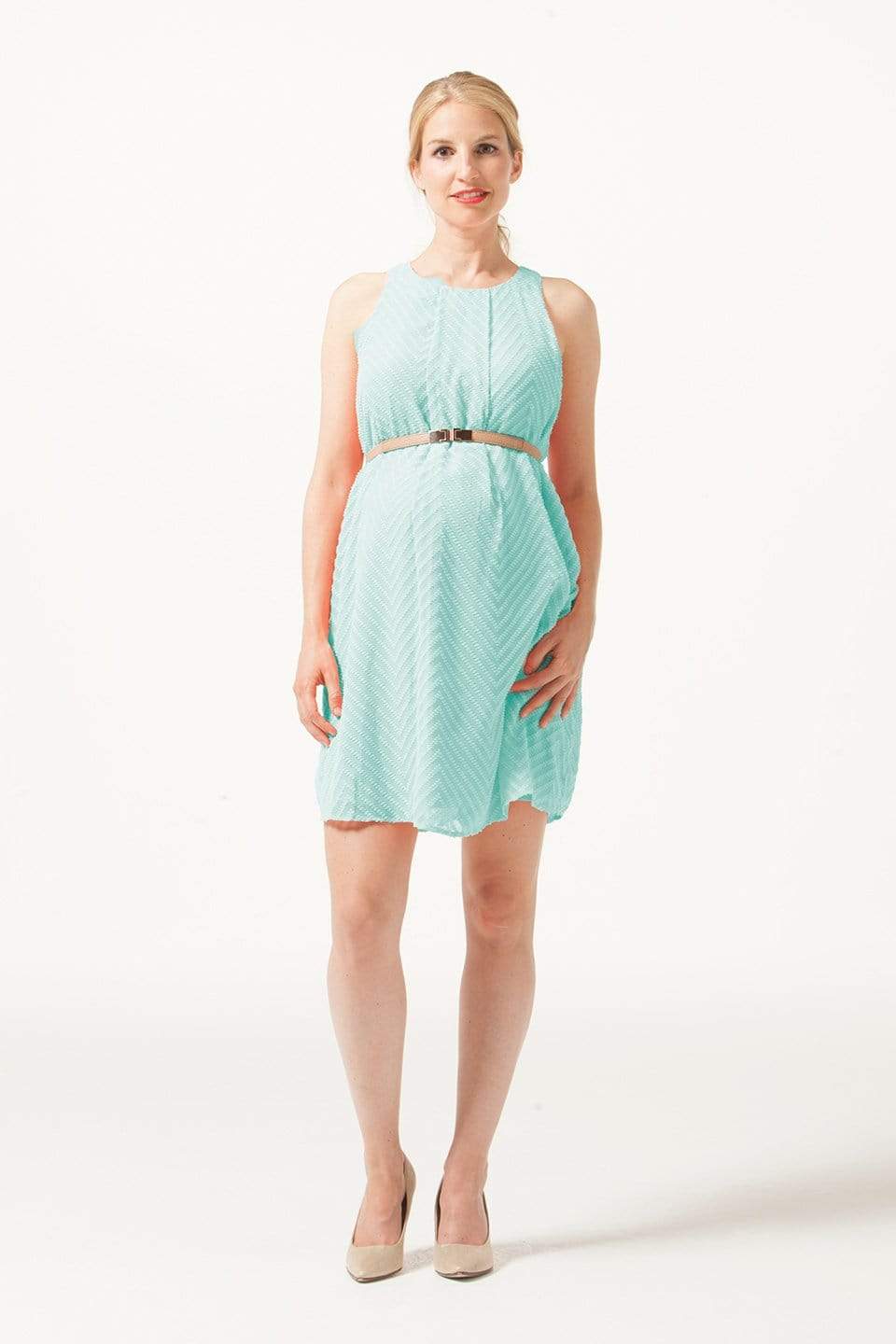 Spring Maternity's Carmene Fringe Sleeveless Nursing Dress Mint Dresses