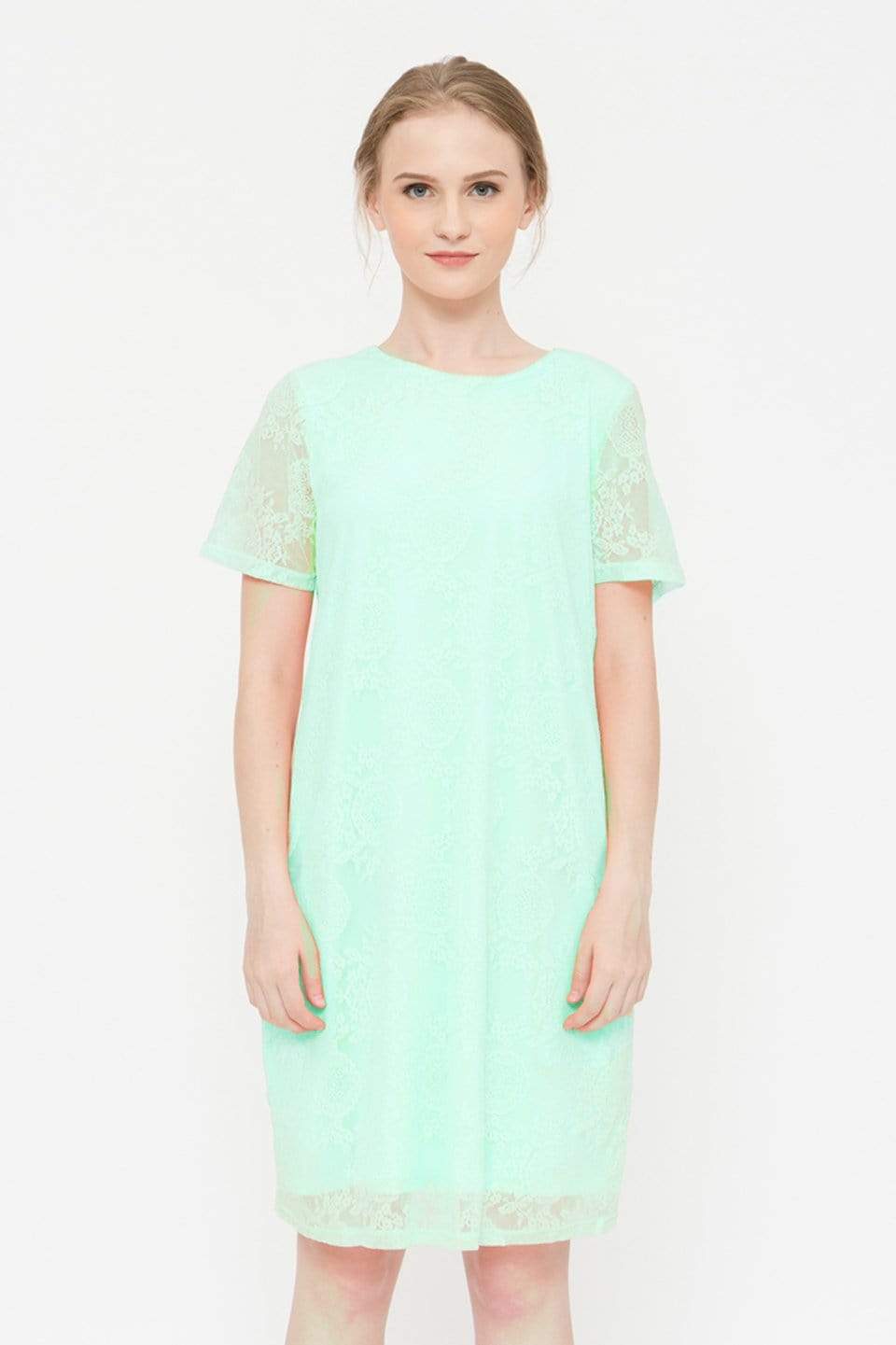 Spring Maternity's Catriona Full Lace Short Sleeve Nursing Dress Mint Dresses