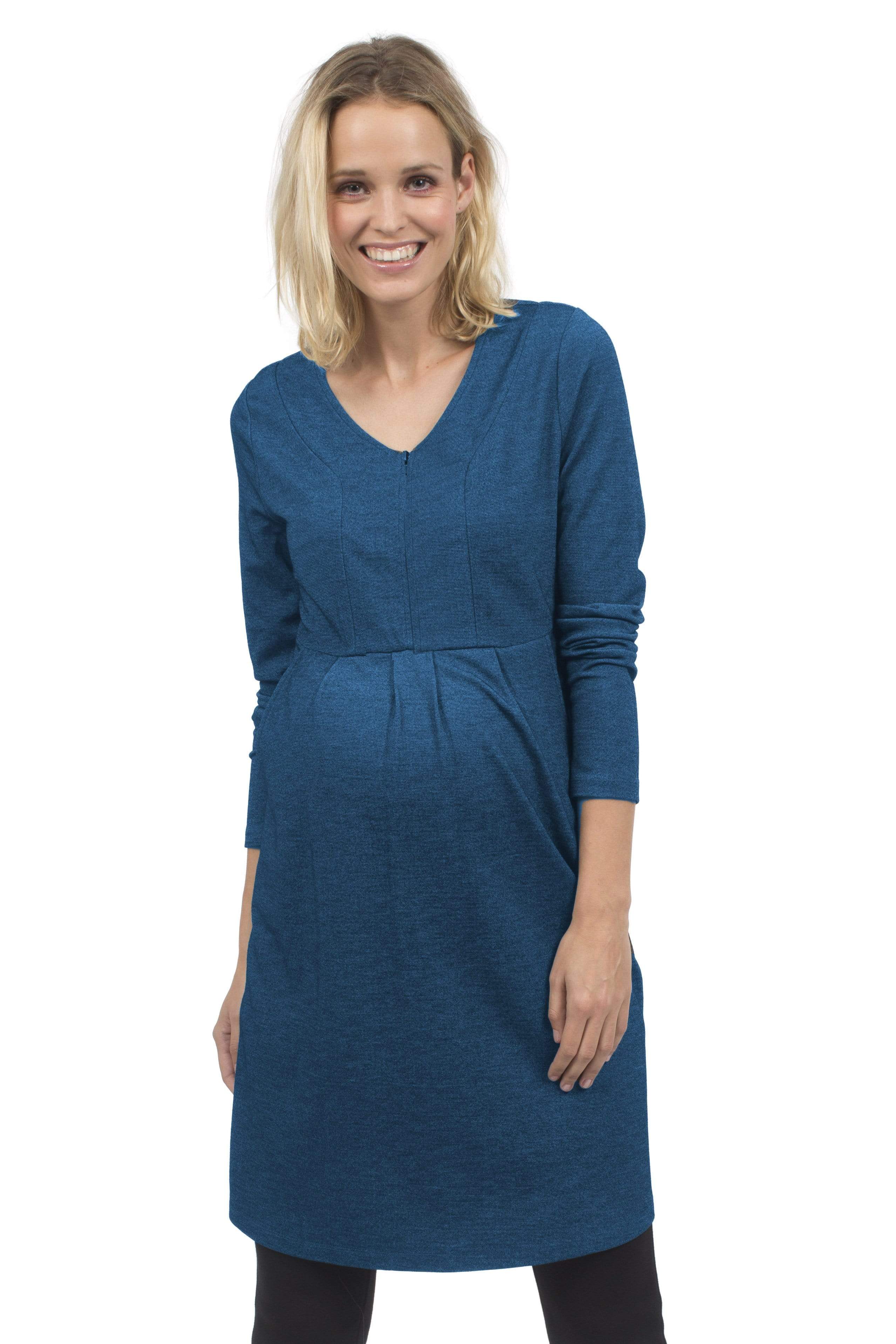Spring Maternity's Bente Long Sleeve Bente V-Neck Nursing Dress Riverside Dresses
