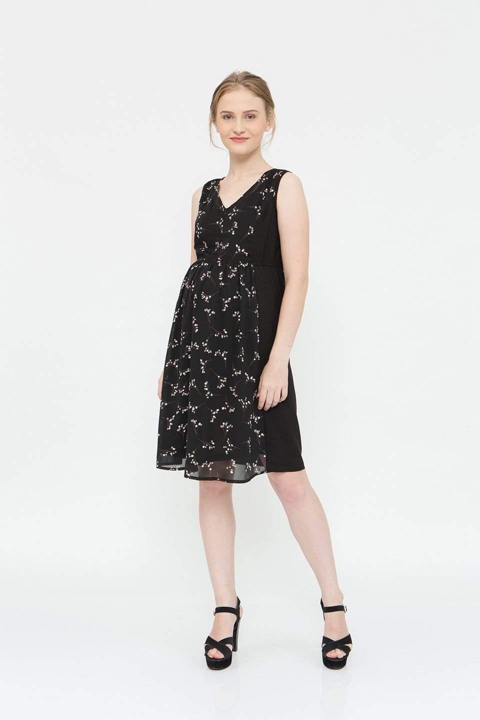 Spring Maternity's Agatha Sleevelees Dress Sprigs Black Dresses