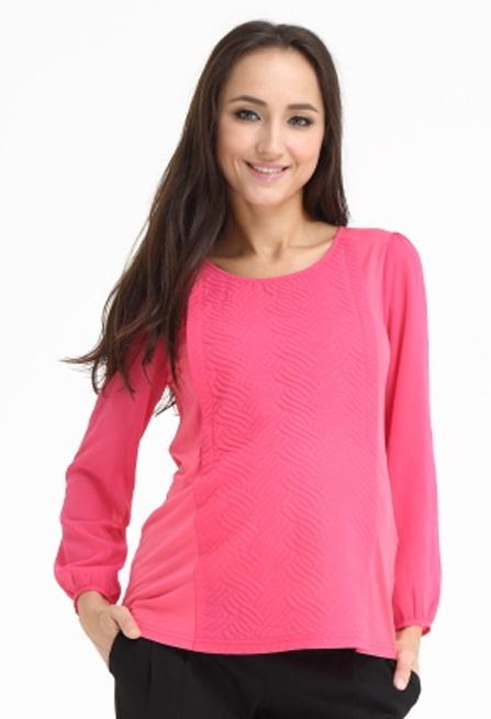 Cherry Emboss Long Sleeve Nursing Top Fuchsia Nursing Tops Spring Maternity Maternity Wear Tops