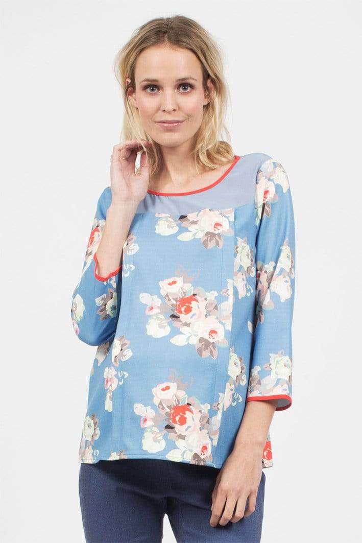 Belen Printed Long Sleeve Nursing Top Periwinkle Floral