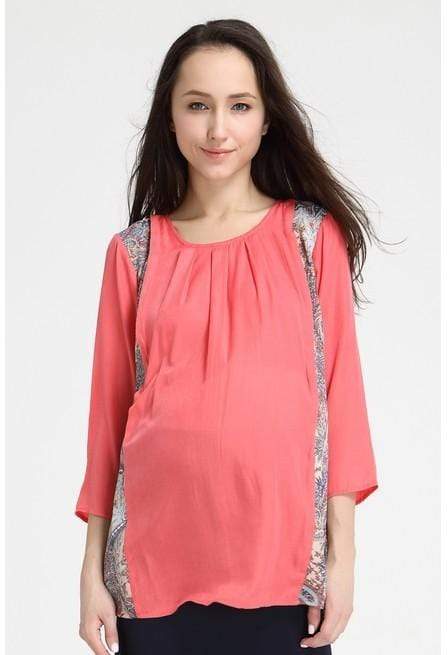 Paola Trim Paisley Long Sleeve Blouse Orange Maternity Tops Maternity Wear Tops Spring Maternity