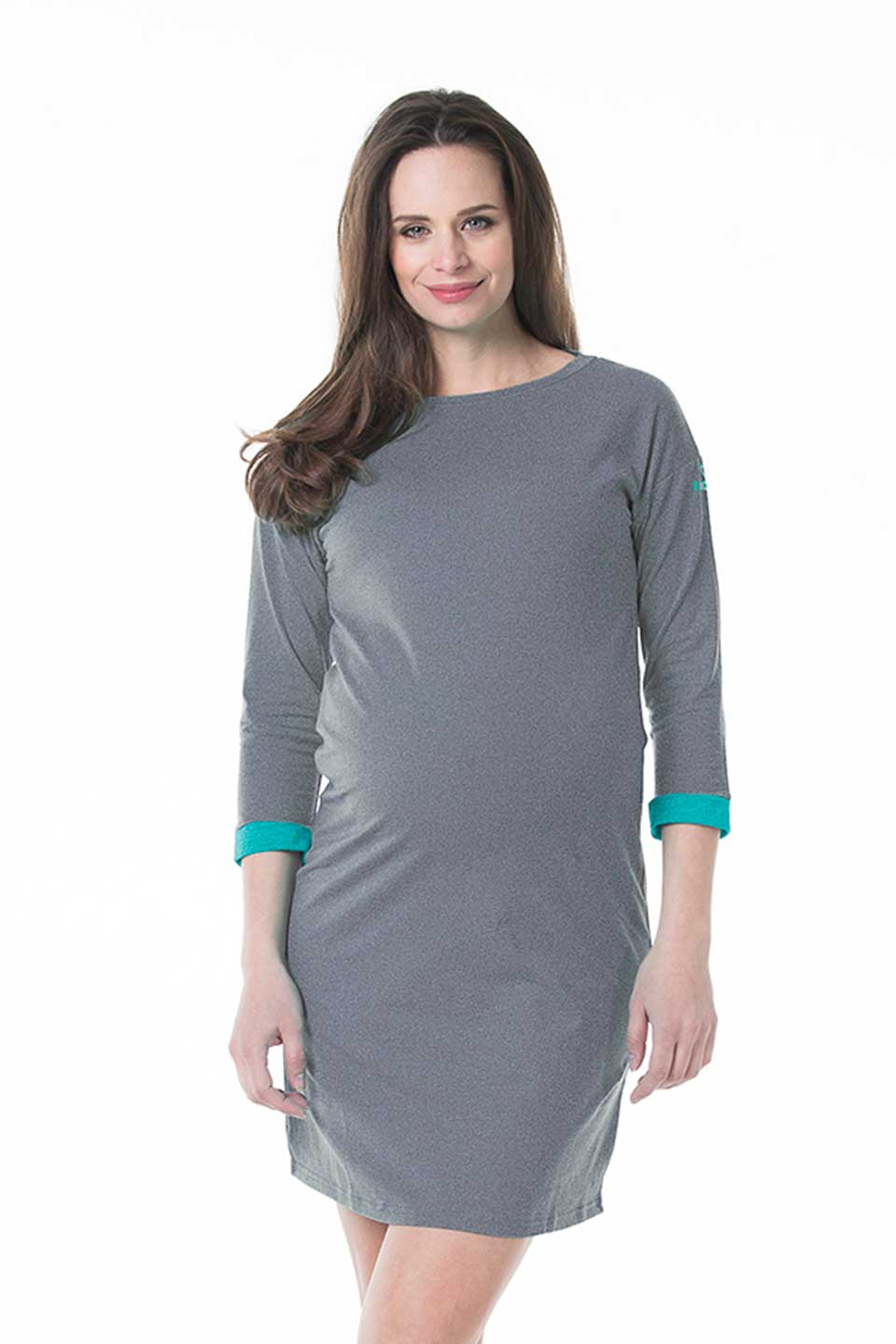 BOVE's Knitted Long Sleeve Charna Broad Neck Mozzie Maternity Clothes Charcoal Dresses
