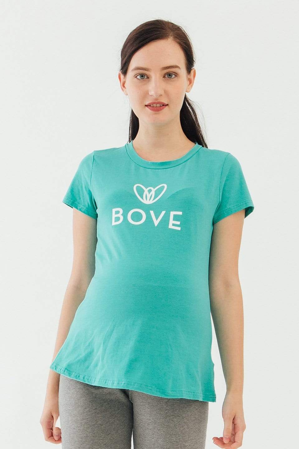 Knitted Short Sleeve Chela Round Neck Mozzie Maternity Top Ceramic Maternity Tops Maternity Wear Tops BOVE