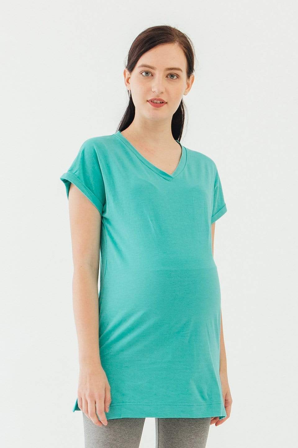 Kimono Sleeve Cherish V Neck Mozzie Long Maternity Top Ceramic Maternity Tops Maternity Wear Tops BOVE