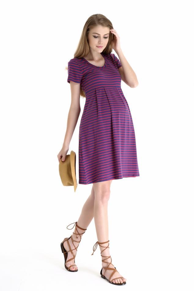 Spring Maternity's Patience Red Stripe Short Sleeve Maternity Dress Dresses