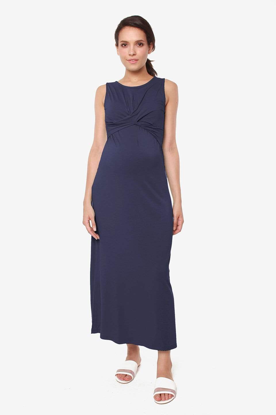 Spring Maternity's Chiyo Sleeveless Nursing Dress Navy Dresses