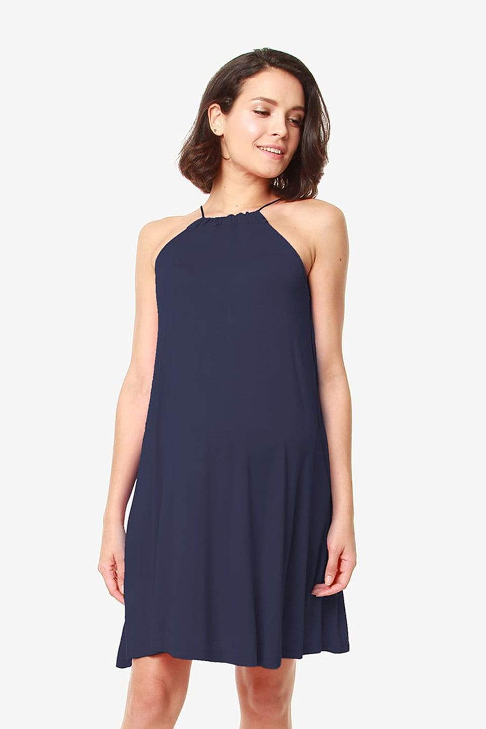 Spring Maternity's Fianna Sleeveless Bamboo Cotton Nursing Dress Navy Dresses