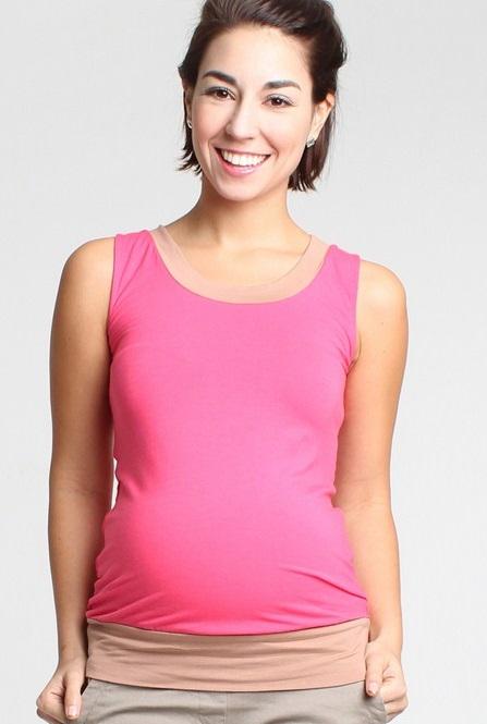 Casey Sleeveless Contrast Bamboo Fuchsia Nursing Tops Spring Maternity Maternity Wear Tops