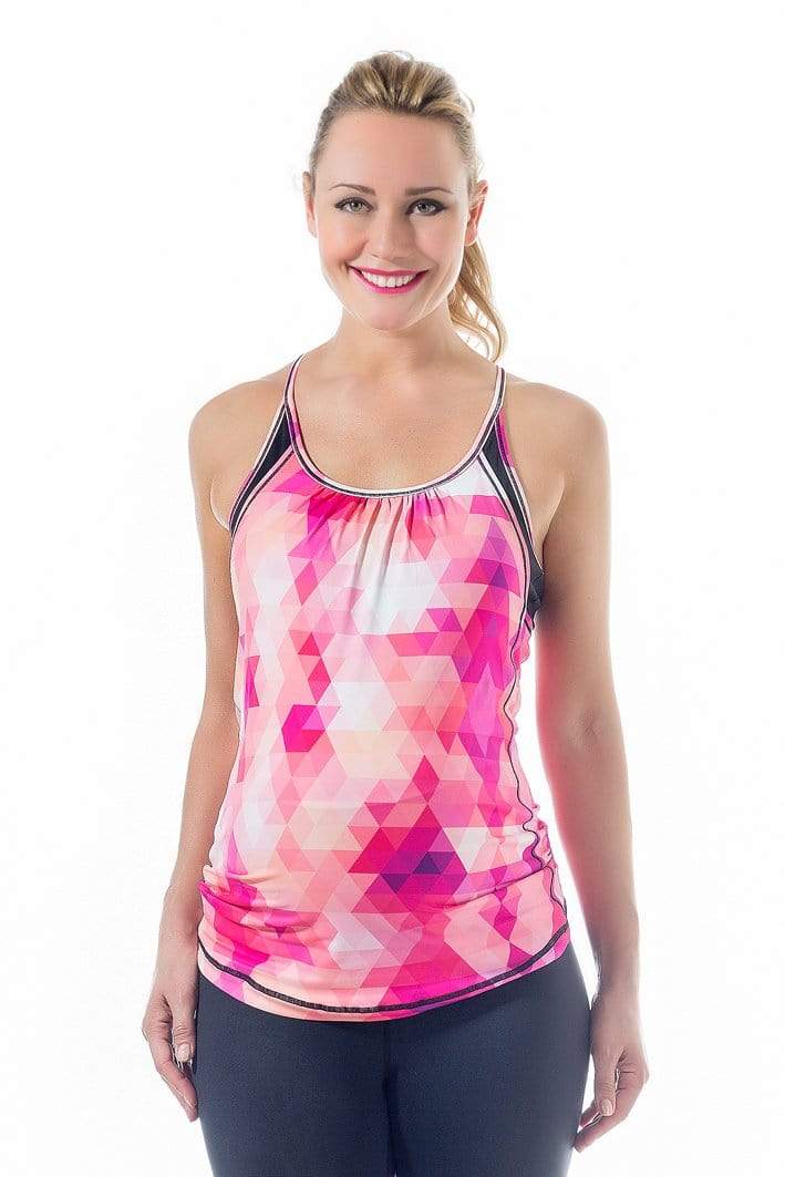Caily Halter Energy Maternity Activewear Tank Pink Geo Print Nursing Tops Spring Maternity Maternity Wear Active wear