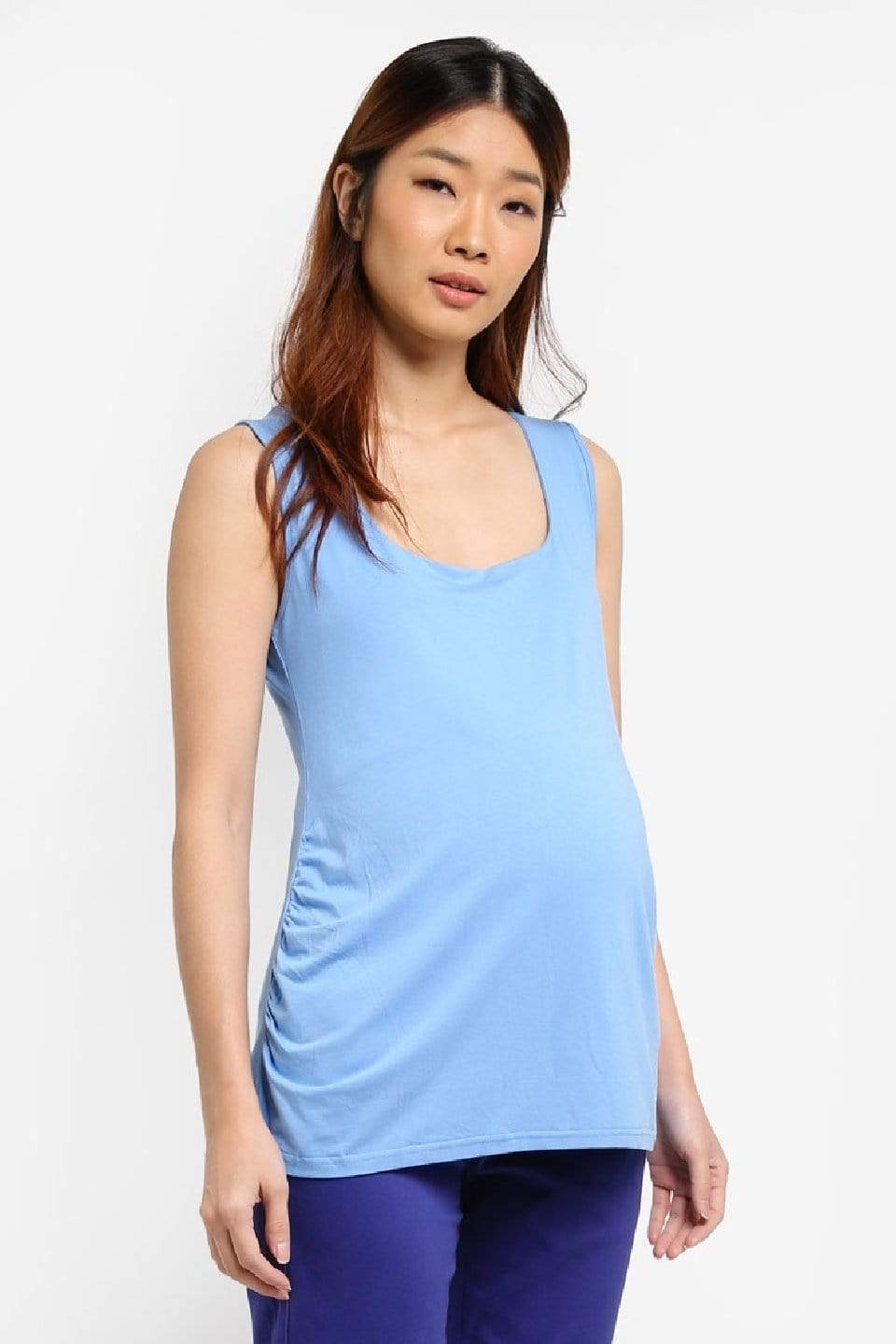 Patty Bamboo Cotton Tank Maternity Top Blue Maternity Tops Maternity Wear Tops Spring Maternity