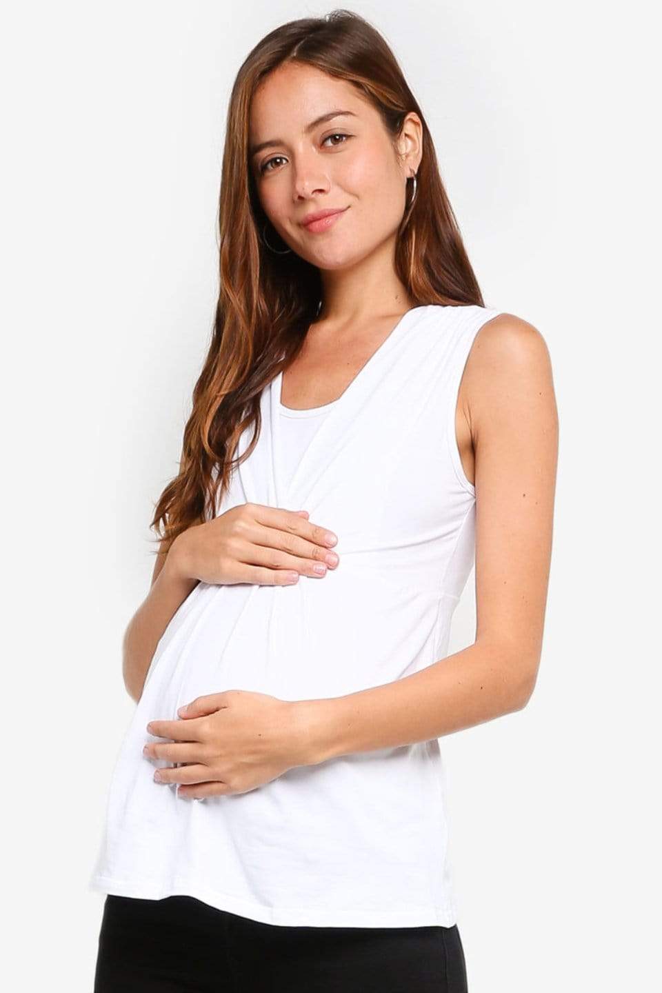 Knitted Sleeveless Alexandra Empire Nursing Top White Maternity Tops Maternity Wear Tops Spring Maternity