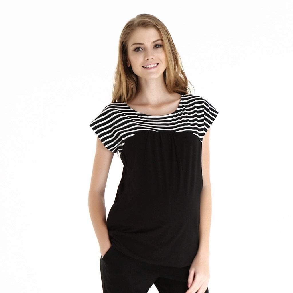 Allie Blocking Black Nursing Top Nursing Top Maternity Wear