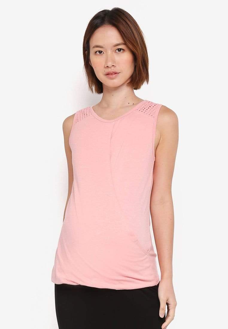 Celyn Overlap Tee Coral Blush Nursing Tops Spring Maternity Maternity Wear Tops