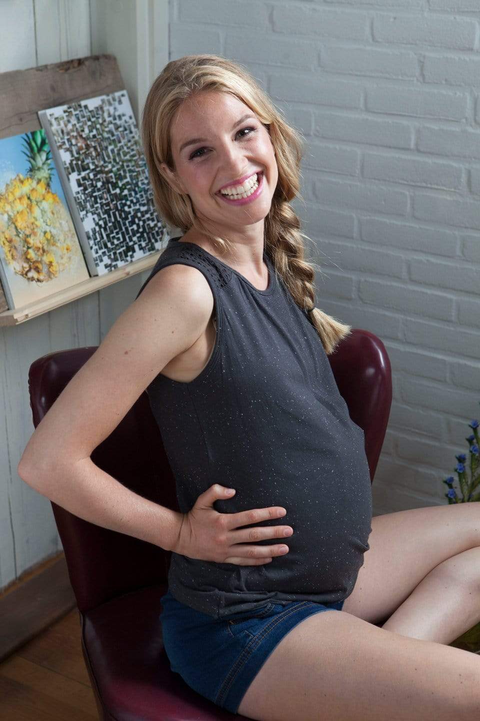 Cerelia Sleeveless Tee Grey Nursing Tops Spring Maternity Maternity Wear Tops