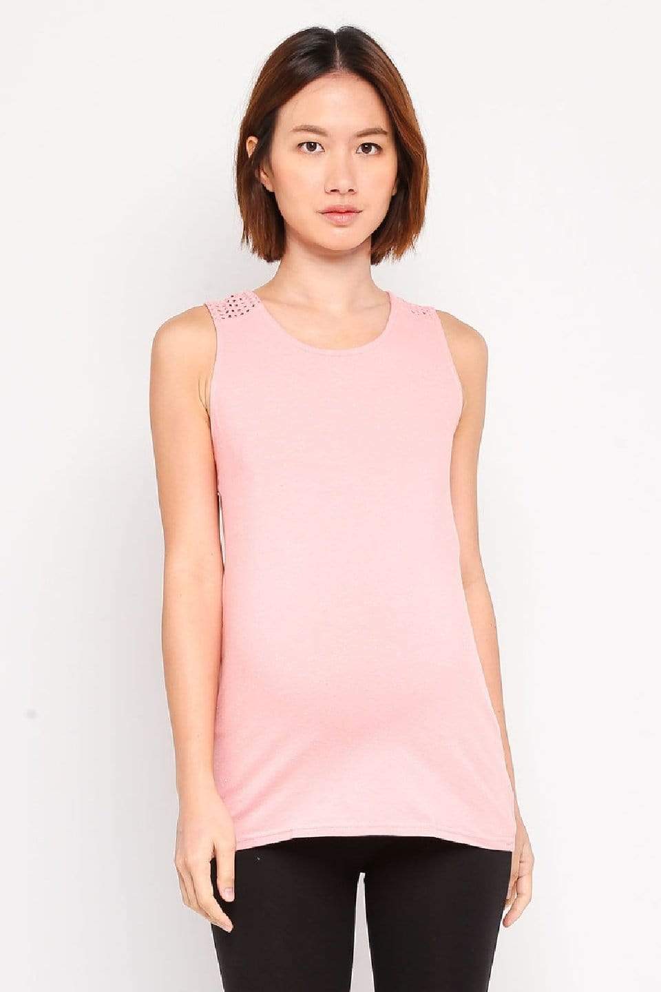 Cerelia Sleeveless Tee Coral Blush Nursing Tops Spring Maternity Maternity Wear Tops