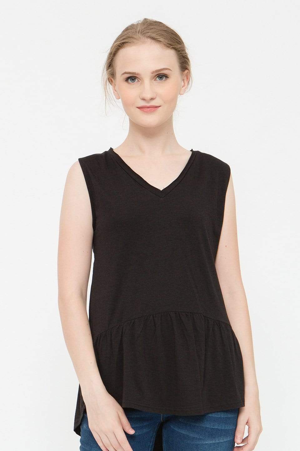 Caly Ruffled Hem Nursing Top Black Nursing Tops Spring Maternity Maternity Wear Tops