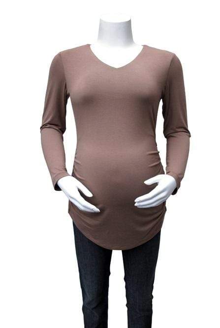 Spring Maternity Knit Long Sleeve V-Neck Wilma Bamboo Tee