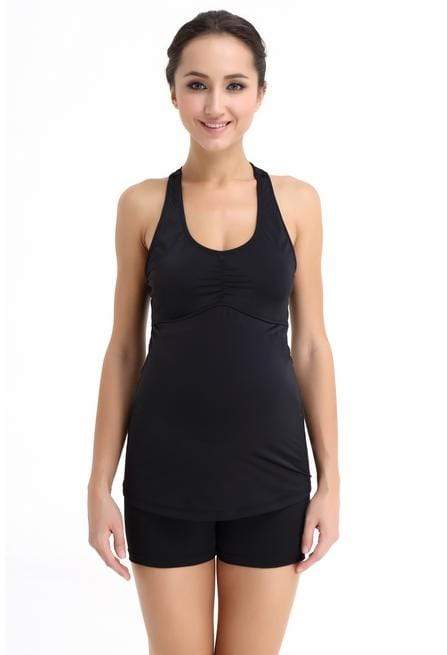 Spring Maternity Noir Halter Maternity Swimwear Black Stripes