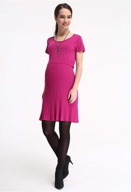 Spring Maternity's Sherry Rib Collar Dress Plum Dresses