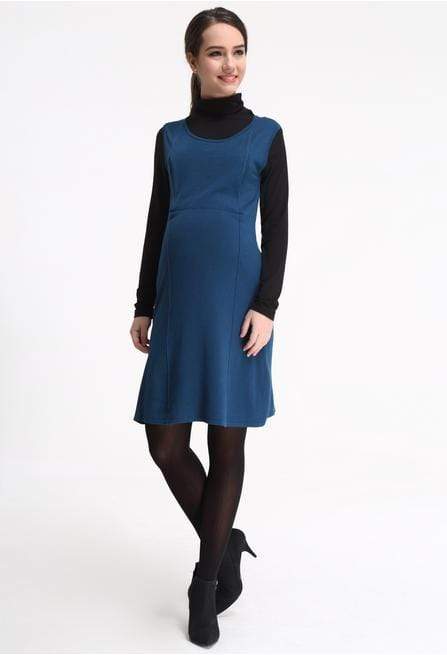 Spring Maternity's Sherry Contract Piping Dress Teal Dresses